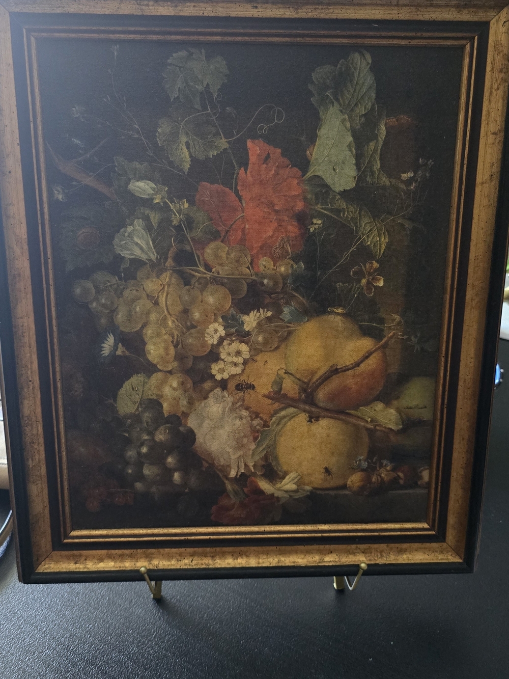 Still Life Fruit Oil Painting  - Brown & Green Home Art